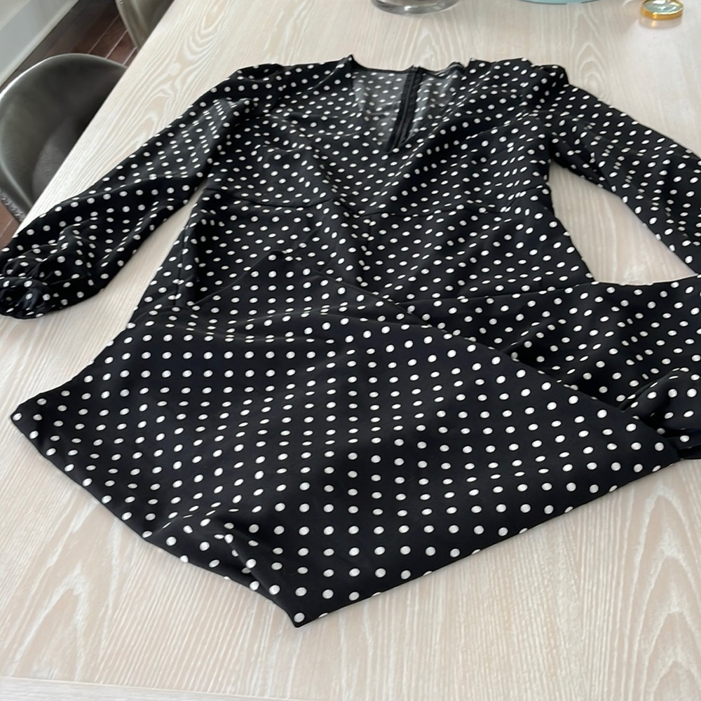 Zara black and white polka dot wide leg jumpsuit S small